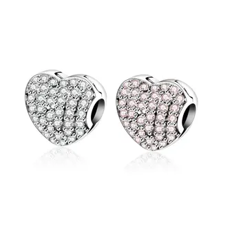 

Fits Fine Charm Original Bracelet Heart Clip 925 Sterling Silver Pave Zircon Stopper Female Bead for Friend European Jewelry