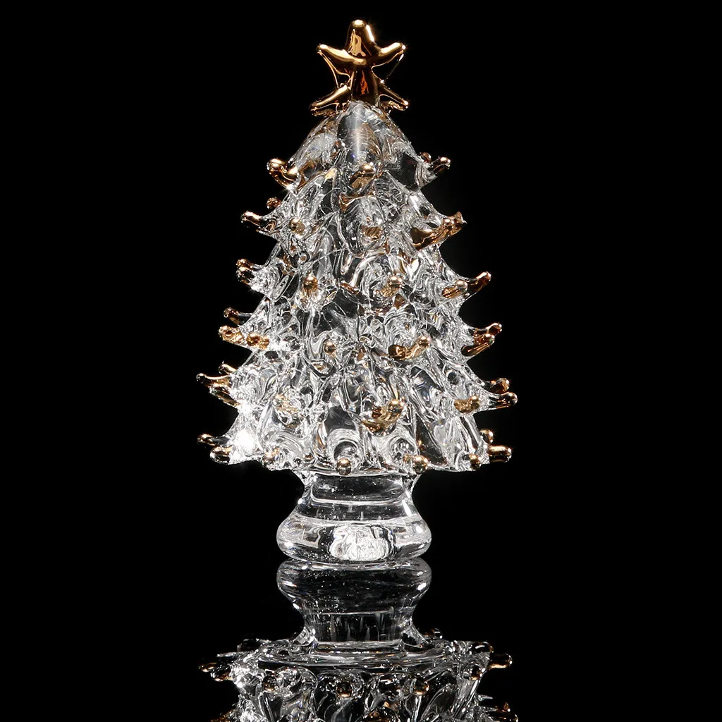 Хрустальное стекло Рождественская елка, праздничные украшения для дома, вечерние украшения, рождественский подарок, настольный мини-домик для дерева, украшение для дома