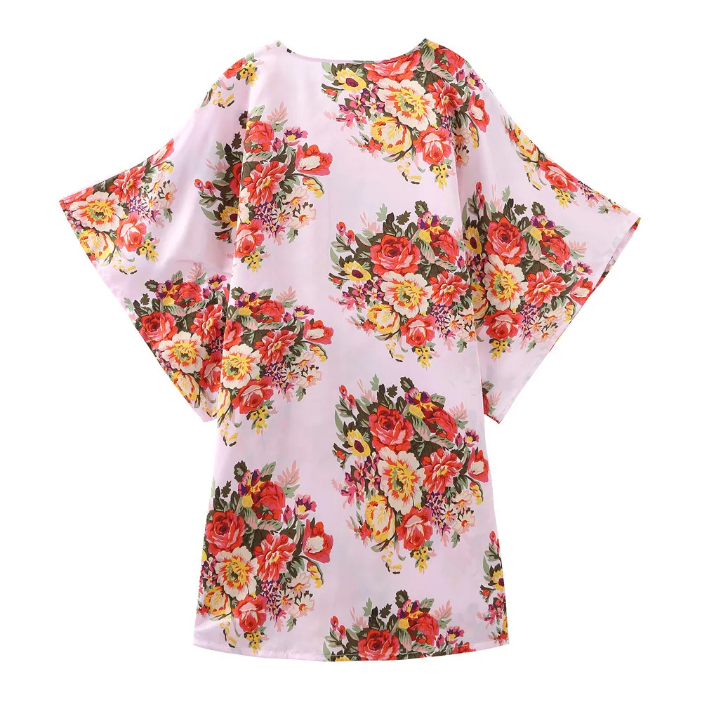 Розовая Ночнушка с павлином для женщин короткий рукав домашний халат мини сексуальное интимное нижнее белье атласная одежда для дома, ночная рубашка