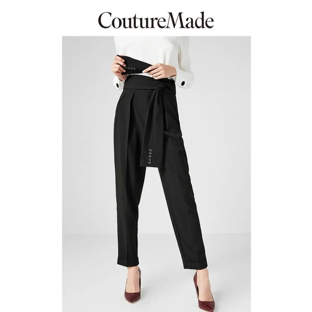 Vero Moda CoutureMade New Rolled Cuffs Waist Sleeves Casual Crop Pants | 318450513 - Цвет: Black