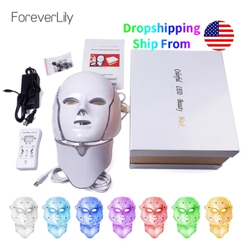 Foreverlily 7 Colori Led Maschera Per Il Viso Led Coreano Photon Terapia Viso Maschera Terapia Della Luce della Macchina Acne Maschera di Bellezza Led maschera