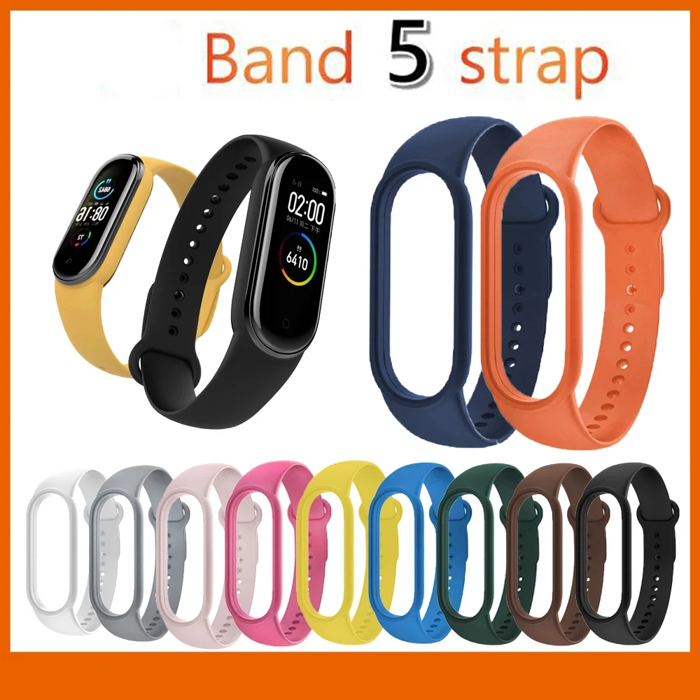 Цветной ремешок для Xiaomi Mi Band 5 из ТПЭ модный спортивный mi | Электроника