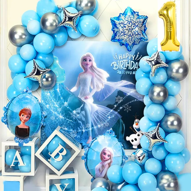 Постер Disney с надписью happy birthday kids Холодное сердце Эльза Анна латексная