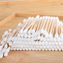 1000/2000 шт бамбуковые прослойки в ватные тампоны, одноразовые двойной головкой ватные палочки для ушей Нос Очистка Красота макияж