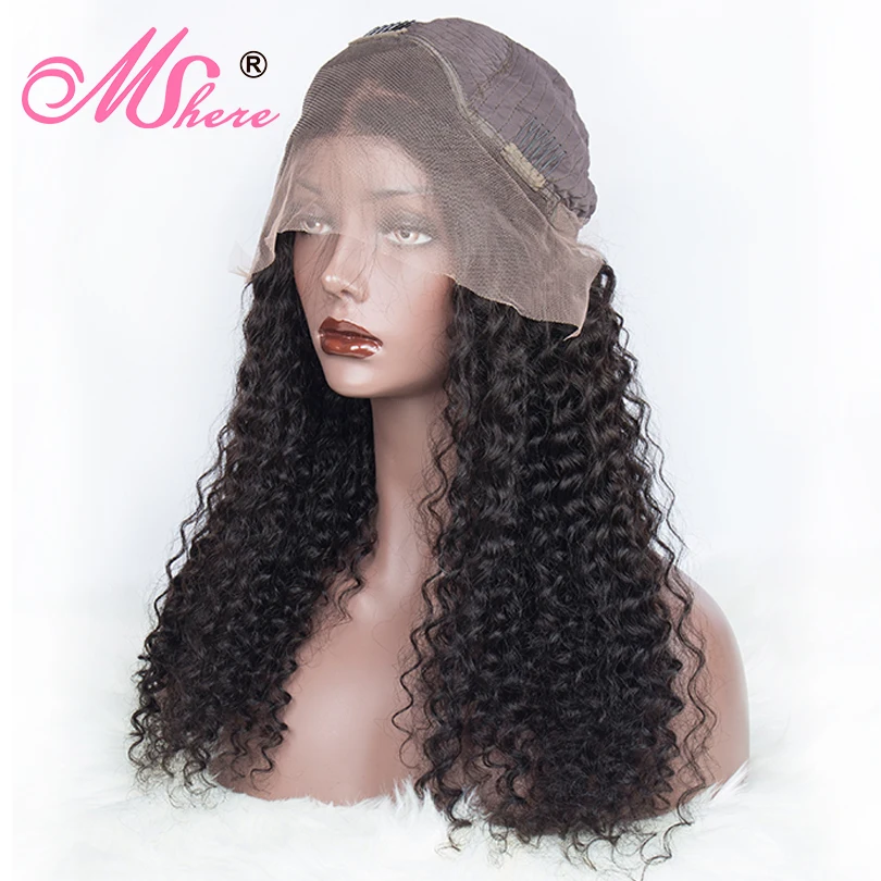  Mshere Peruvian Curly Human Hair Wig Glueless Lace Front Human Hair Wig With Baby Hair Pre Plucked 