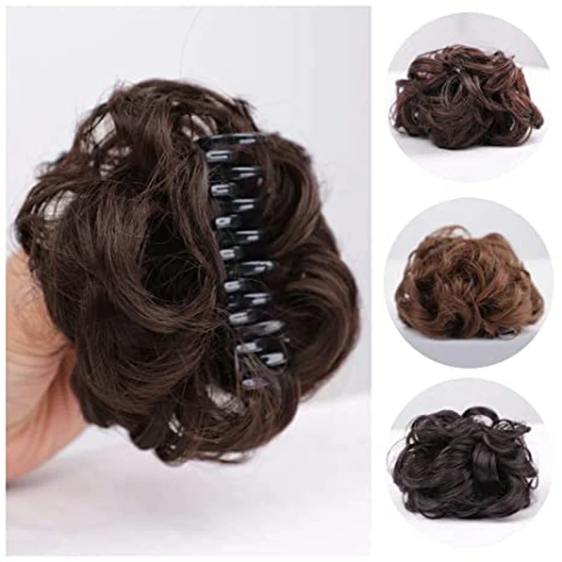 Claw Clip in Hair Messy Curly Short Synthetic Hair Extension Chignon Donut Roller Bun Wig Updo Ponytail Piece for Women