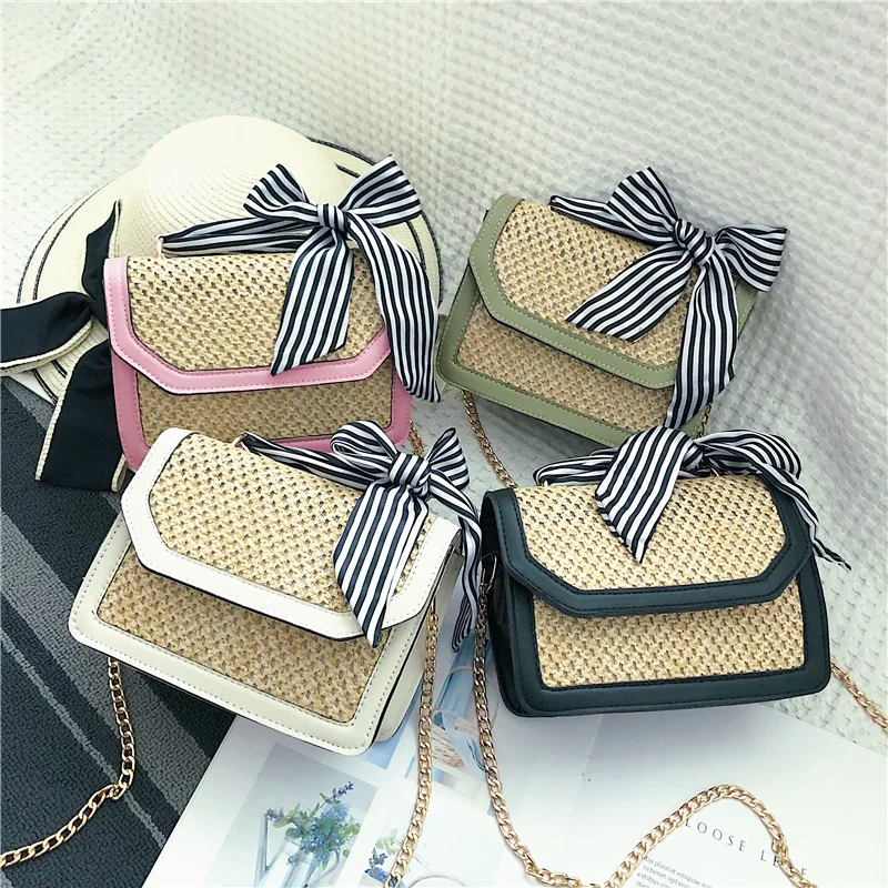 

Straw WOMEN'S Bag 2019 Korean-style New Style Fashion Small Fresh Trending Shoulder Oblique Weaving Versatile WOMEN'S Backpack