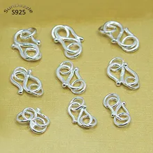 3pcs Genuine Real Pure Solid 925 Sterling Silver S Hook Fish Clasps Claw Jewelry Making Findings Necklace Bracelet Clasp