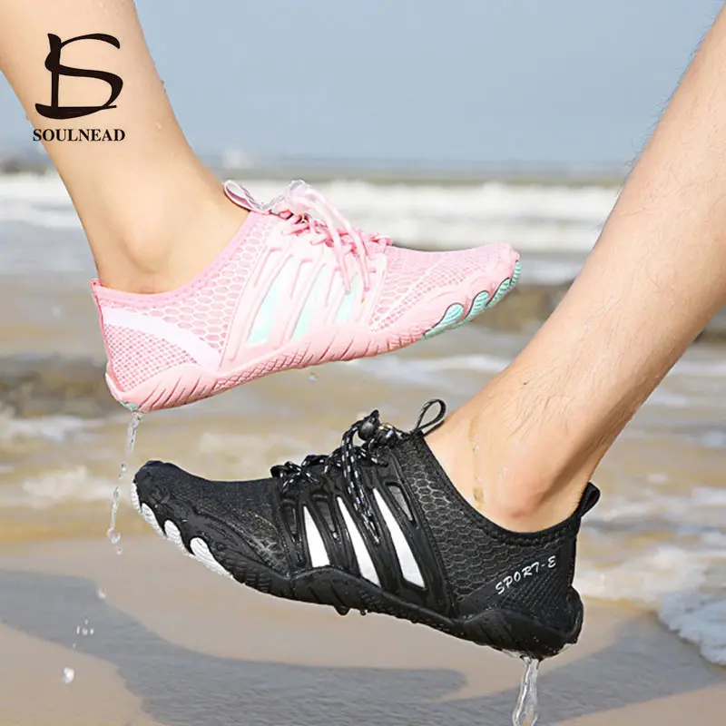 Men Swimming Lace up Design Summer Quick Dry Aqua Beach Water Shoes Sea Sneakers 