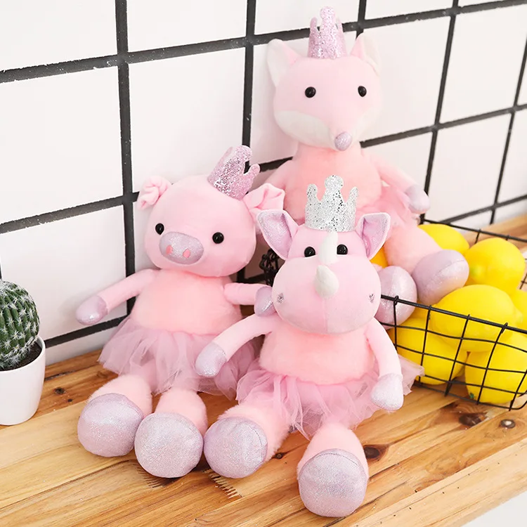 Мультфильм животных игрушки Корона розовая свинья кукла одежда юбка лиса мягкая игрушка подарок для девочек