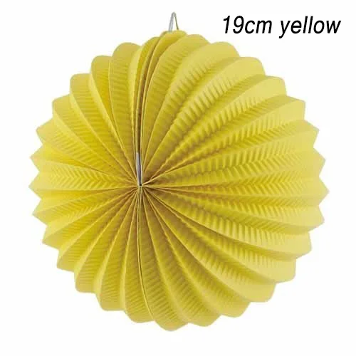 19cm yellow 19 см плиссе в гармошку бумажный фонарь s арбуз Фонарь Свадебная вечеринка День рождения Свадебные украшения украшение для домашнего события - Цвет: 19cm yellow