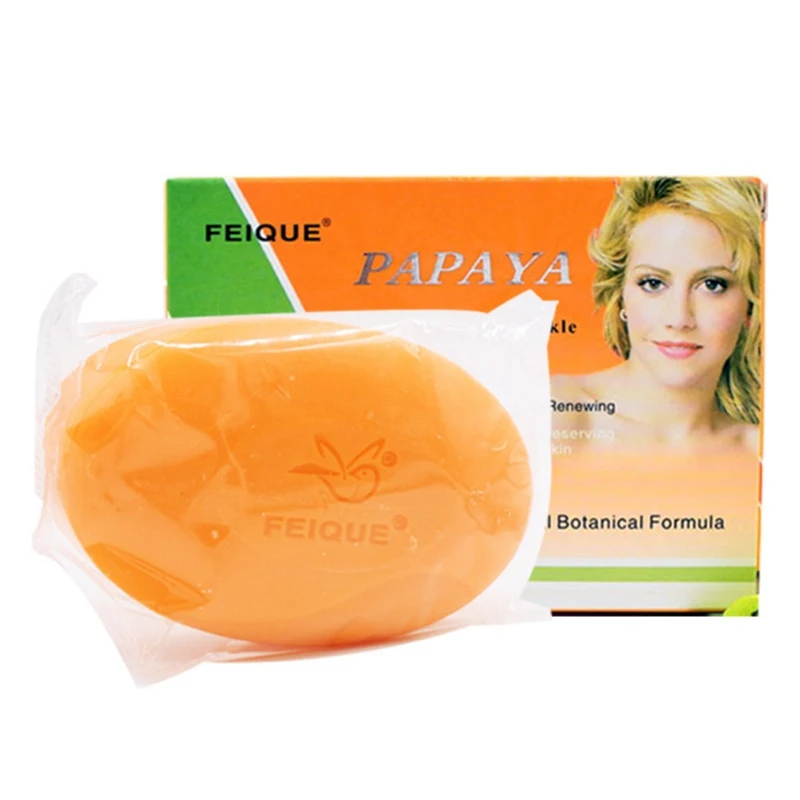 Natural Botanical Formula Papaya Whitening Anti-freckle Soap Deep Cleaning Brighten Face Care Wash Basis Soap