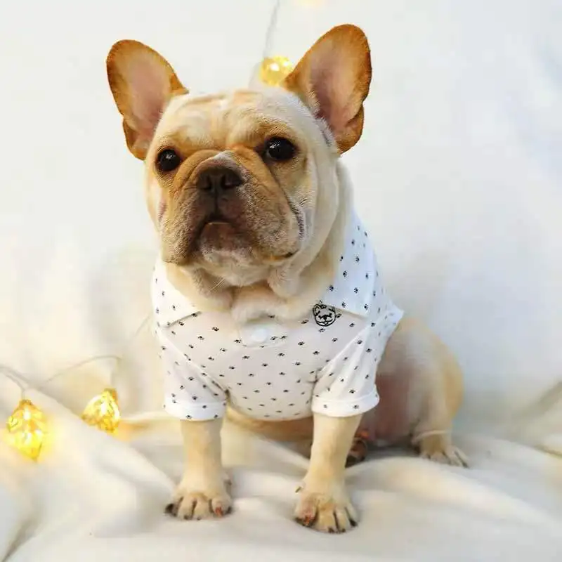 Весенне-летняя рубашка для собак одежда мопса французского бульдога костюм