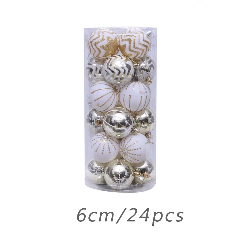 24Pcs Christmas Tree Ball Decoration Ornaments 6cm Colorful Balls New Year Gifts Christmas Display Landscape Layout