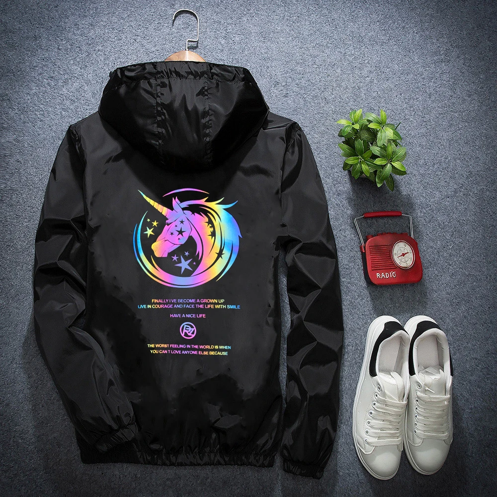 

"Jacket Men 2020 Spring Autumn Windbreaker New Fashion Large Size Windbreaker Printing Reflective Zipper Jacket Clothing S-7XL"