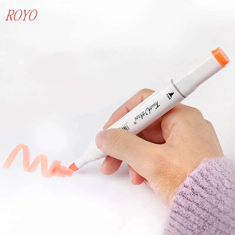 T3-60 Colors Dual Tips Permanent Marker Pens, Alcohol Based Markers Colored Artist Drawing Marker Set with Carrying Case