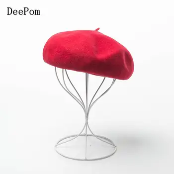 

DeePom 100% Wool Beret Women Hat Soft Solid Color Autumn Winter Hats For Women Lady Vintage Bonnet Chapeau Femme Painter Cap