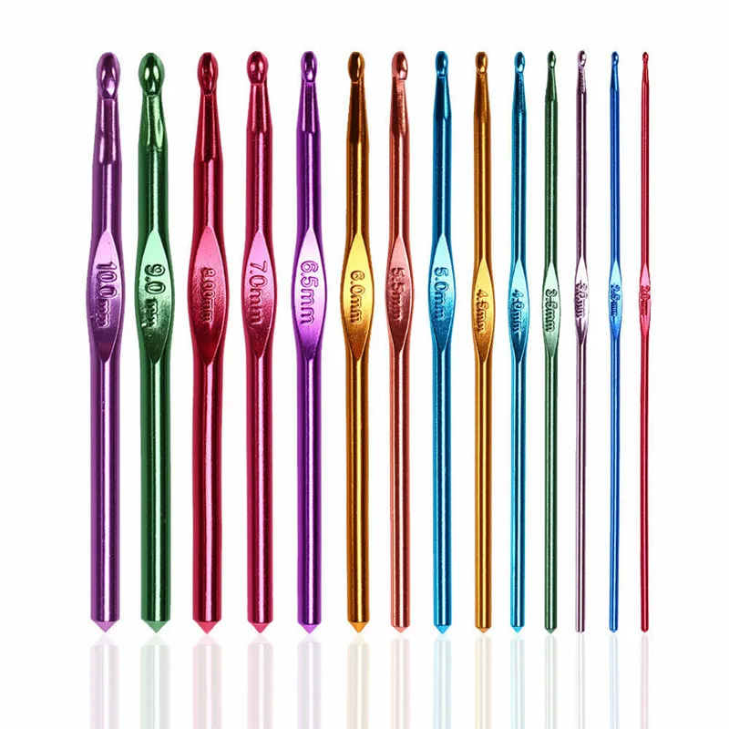

14pcs/1set 2.0/10.0mm Aluminum Oxide Knitting Needles DIY Crochet Hook Weave Crochet Needles 2019 Hot Sale dropship