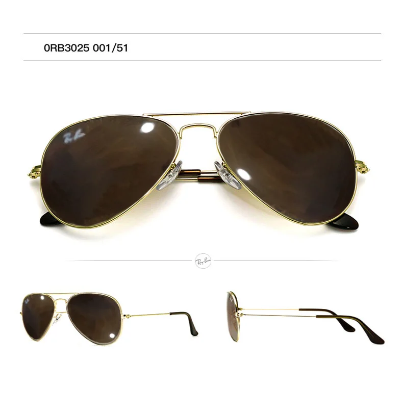 Солнцезащитные очки RayBan Aviator RB3025, градиентные, RB3025 0151, Классические солнцезащитные очки-авиаторы Из бронзового хрусталя, коричневый градиент, RB3025