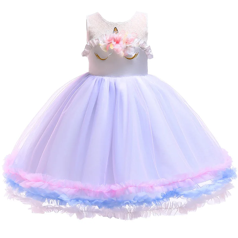 Kids Unicorn Dress Girls Lolita Dresses Princess Wedding Dress Ball Gown Tutu Halloween Chrismas Birthday Party Costumes