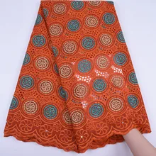 Оранжевое Африканское сухое кружево ткани высокого качества хлопок кружева для женщин хлопок сухое кружево швейцарская вуаль кружева в швейцарской Y1744