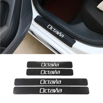 

Accessories Door Sill Scuff Plate Guards Carbon Fiber Protector StickersFor Skoda Octavia A5 A7 RS Fabia Superb Car Styling
