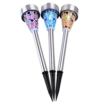 

Outdoor Solar Garden Lights - 3 Pack Solar Powered Stake Lights, Solar Garden Stake Landscape Lights for Garden Flowerbed Path W