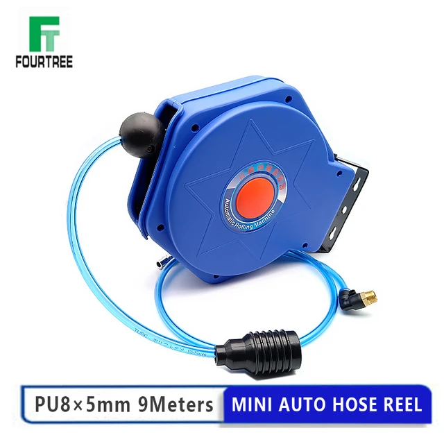 9Meters Mini Automotive Hose Reel Pneumatic PU Tube OD 8mm ID 5mm  Retractable Telescopic Drum Rolling Machine - AliExpress