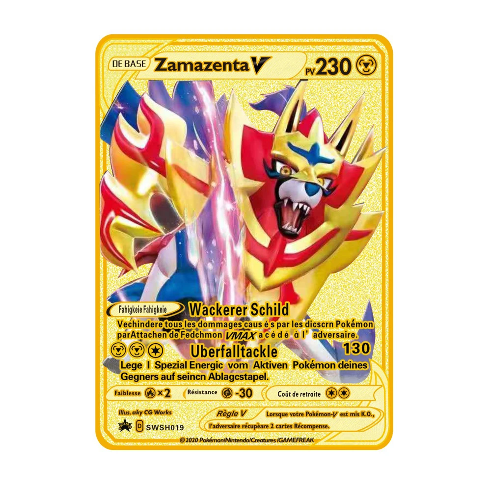 NEW Pokemon Gold Metal Flash Mewtwo Mew Big Pikachu Charizard Game Battle Collection Trading Action Figure Model Card for Kid