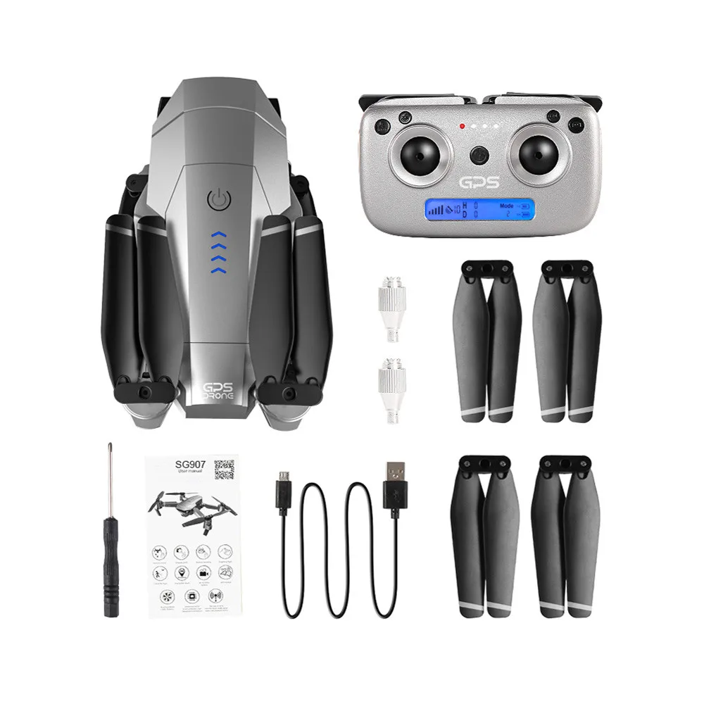 SG907 Дрон с GPS с 1080P HD Двойная камера широкий угол анти-встряхивание wifi FPV RC Квадрокоптер складные дроны Профессиональные с GPS фоллоу - Цвет: Коричневый