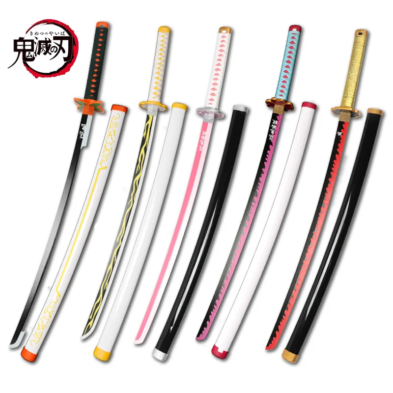 80CM Demon Slayer Katana Anime Sword Cosplay Weapon Prop Zenitsu Katanas Tanjiro Kimetsu no yaiba Kyoujurou toy Swords 6