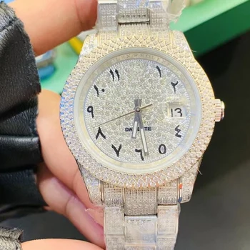 

New Luxury Diamond Automatic Mechanical Mineral Wear-resistant Mirror Glass Men's Watch 42mm -11mm