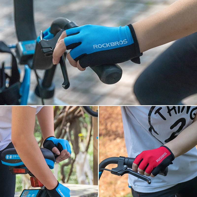 Sports Half Finger Gloves Cycling Gloves Sport Gloves ROCKBROS Cycling Gloves Half Finger Summer Men Women MTB Road Bike Gloves Shockproof Breathable Bicycle Cycling Equipment