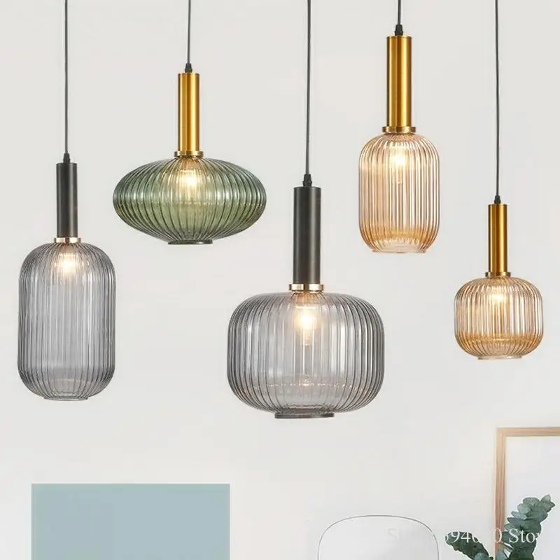 Modern Restaurant Colored Glass Chandelier Bar Bedroom Creative Kitchen Hanging Lamps Dining Room Lights Suspension Luminaire afbeelding