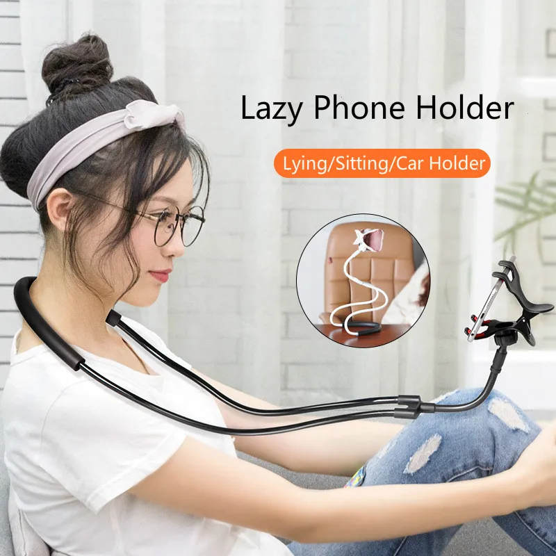 

Popular Flexible Mobile Phone Holder Hanging Neck Lazy Necklace Bracket 360 Degree Phones Holder Stand For iPhone Xiaomi Huawei