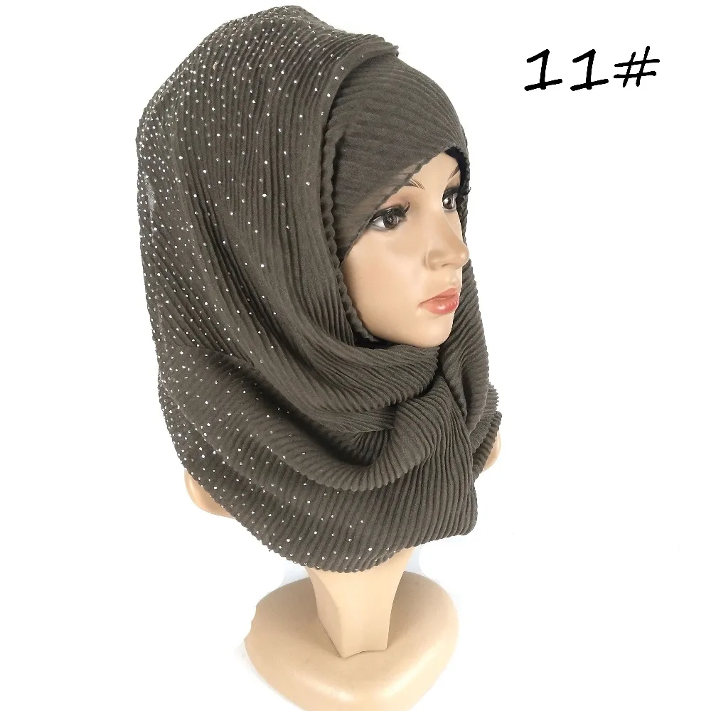 D12 10 шт. высокое качество алмаз морщинка хиджаб шарф пузырь хлопок вискоза шарф морщинка Обычная шаль мусульманский головной хиджаб