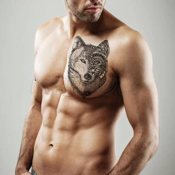 

Wolf Black Leopard Tattoos Waterproof Temporary Sticker Tree Color Ferocious Animal Fake Tattoo for Men Body Art Custom Tatoos