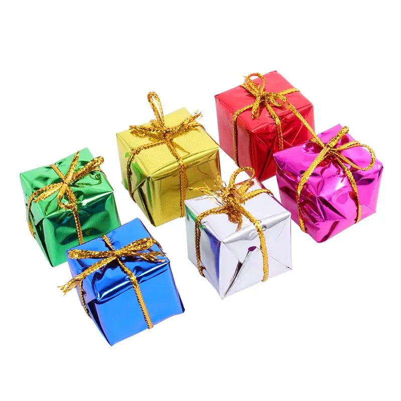 60pcs Small Christmas Gift Box Delicate Christmas Tree Ornaments Christmas Tree Decorations For Party Festival (Random Color)