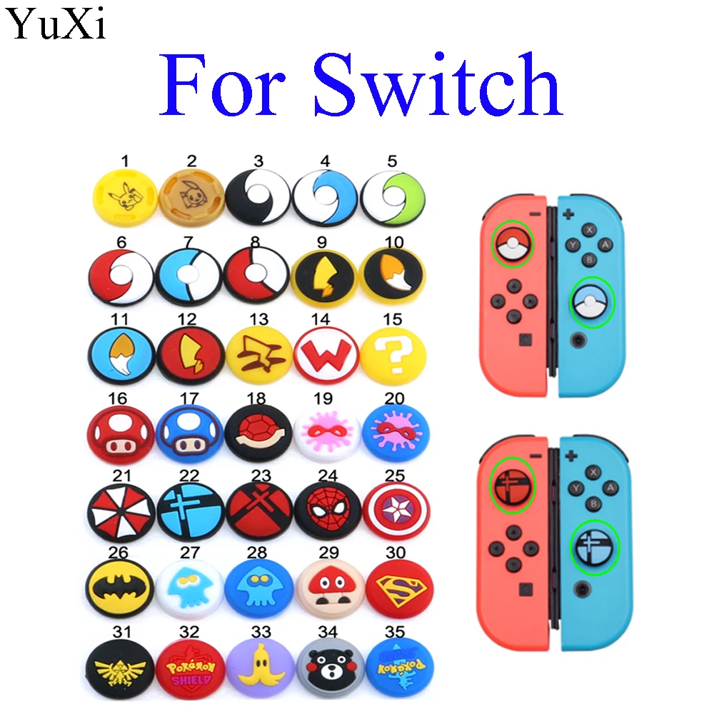 

YuXi 2pcs Silicone Thumb Stick Grip Caps Analog Joystick Cover Case For Nintend Switch NS Controllers for Joy-Con /Joy Con