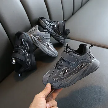 

Children's Cotton Warm Sports Shoes 2019 Winter New Boys and Girls Neutral Microfiber Hook and Loop Kid's Sports Shoes