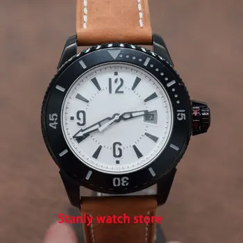 

Luxury Bliger 43mm white sterile dial luminous pointer ceramic bezel pvd coated case miyota 8215 automatic movement men's watch