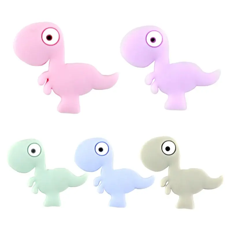

5 Pcs New Dinosaur Shape Silicone Beads Baby Molar Teether Bead DIY Pacifier Chain Jewelry Accessories