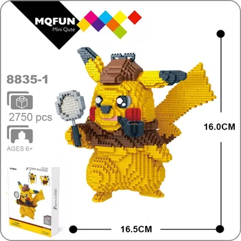 

PZX Japanese Anime cartoon Bricks diamond Micro building blocks detective pikachu model toys Educational action figures For Kids