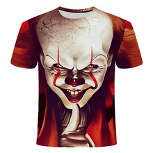 Новинка лета, распродажа, костюм клоуна для Хэллоуина, одежда в стиле панк, 3d Короткие топы, забавная футболка с цифровой печатью, уличная одежда, размер 6XL