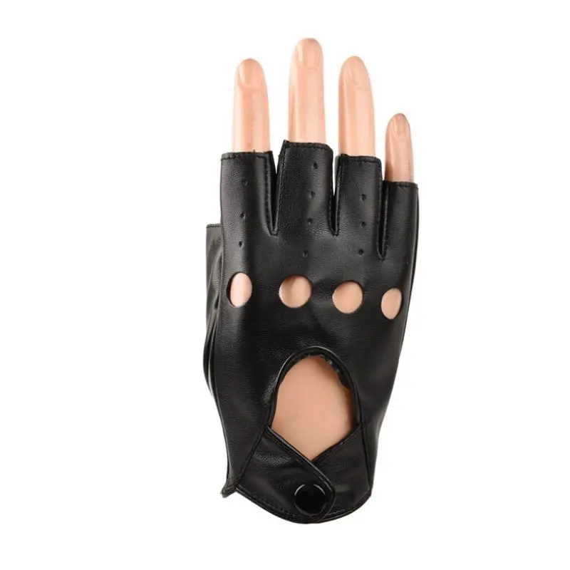 Новинка, 1 пара кожаных перчаток для детей, перчатки без пальцев для девочек, детские варежки с полупальцами, дышащие черные перчатки