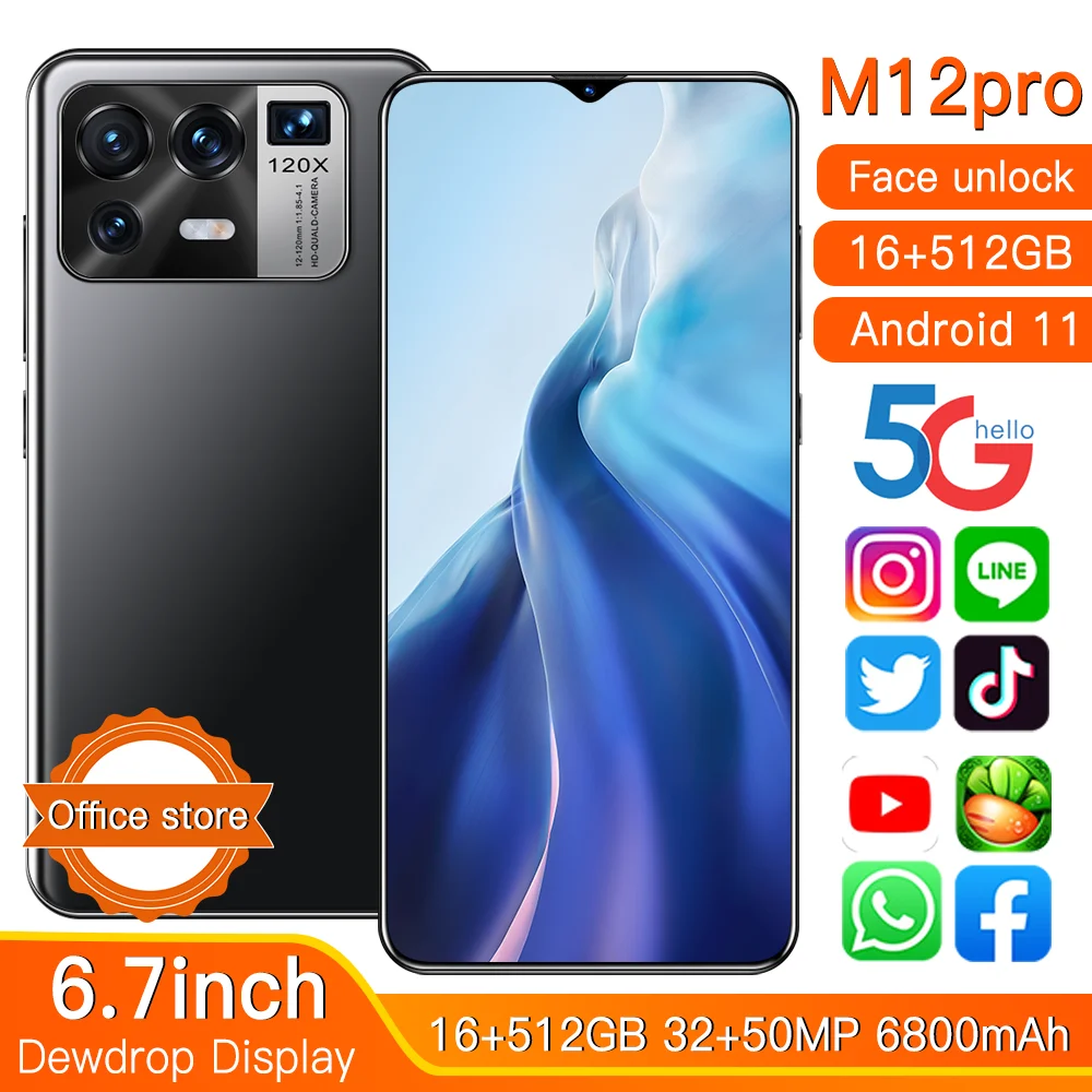 XIAOM12 Pro смартфон с 5 5-дюймовым дисплеем процессором MTK6889 ОЗУ 16 ГБ ПЗУ 6 7 11 0 мАч 32 + 50