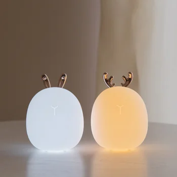 

Cartoon Silicone Charging Night Light Rabbit Deer Ear Bedroom Bedside Lamp Christmas Gift