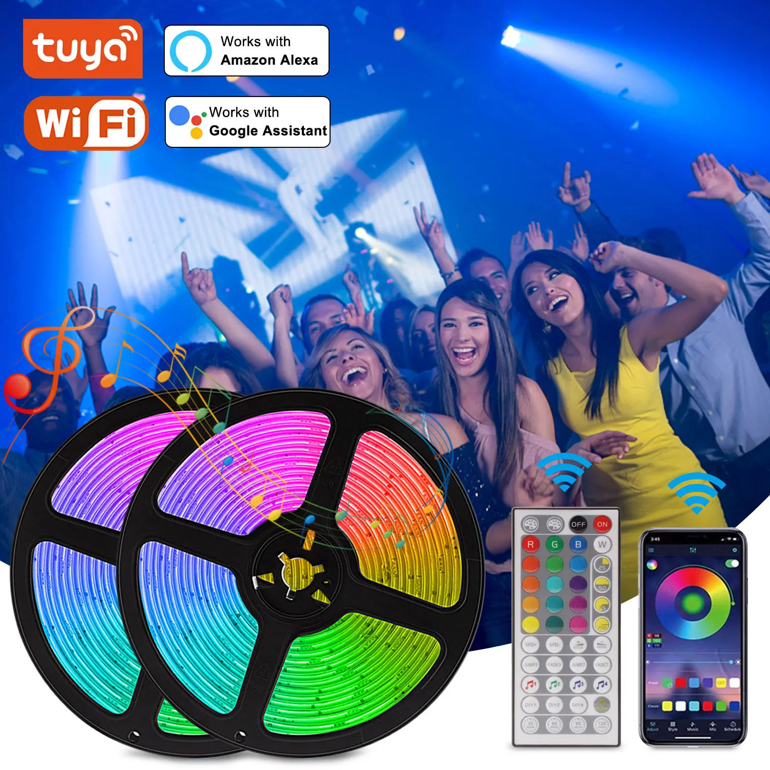 Tuya Smart Led bande APP contrôleur Festoon lumière LED 12V 5050 RGB bande néon bandes chambre décoration avec Alexa commande vocale