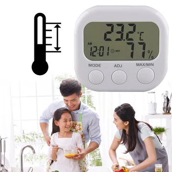

New Digital Thermometer Humidity Hygrometer Air Temperature Clock TA638 White