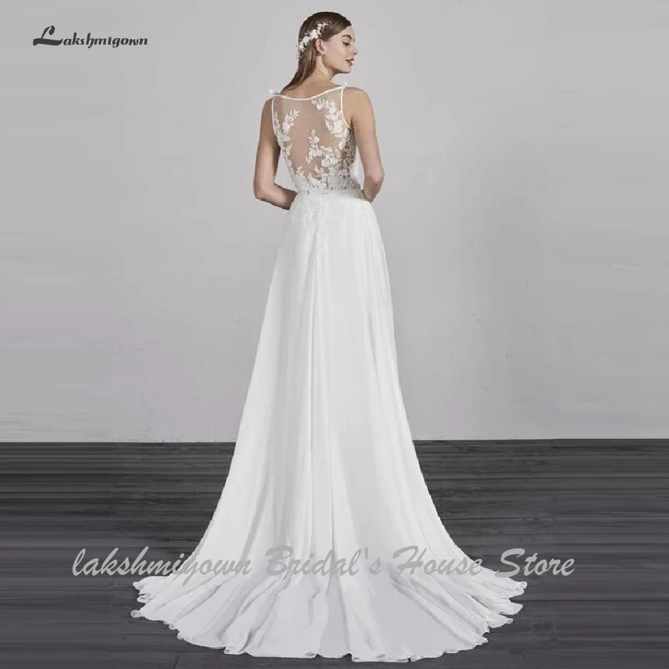 Lakshmigown чистая Иллюзия шифоновое свадебное платье Линия 2019 Abito Da Sposa сексуальные подвенечные Свадебные платья для вечеринок